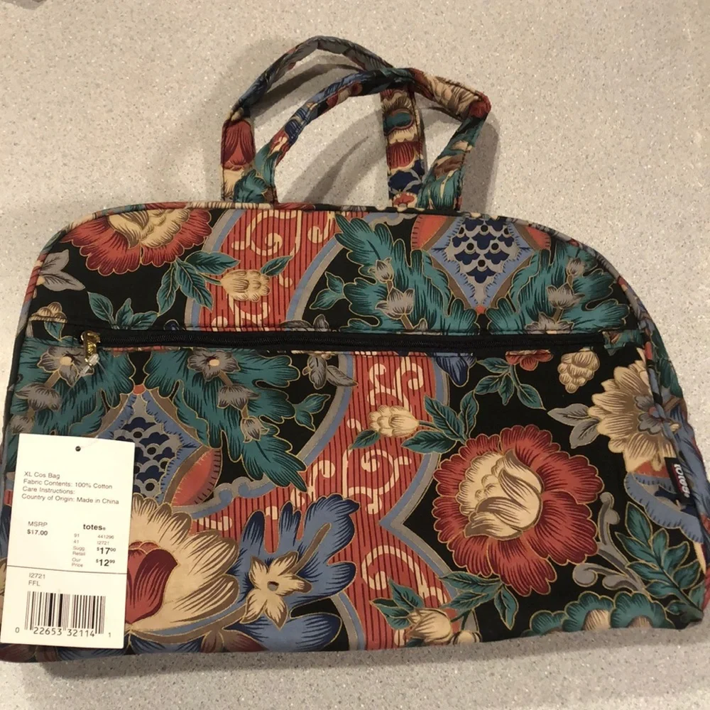 Totes - XL - Floral - Cosmetic Bag 12.5 x 9.25 x 3.5 inch